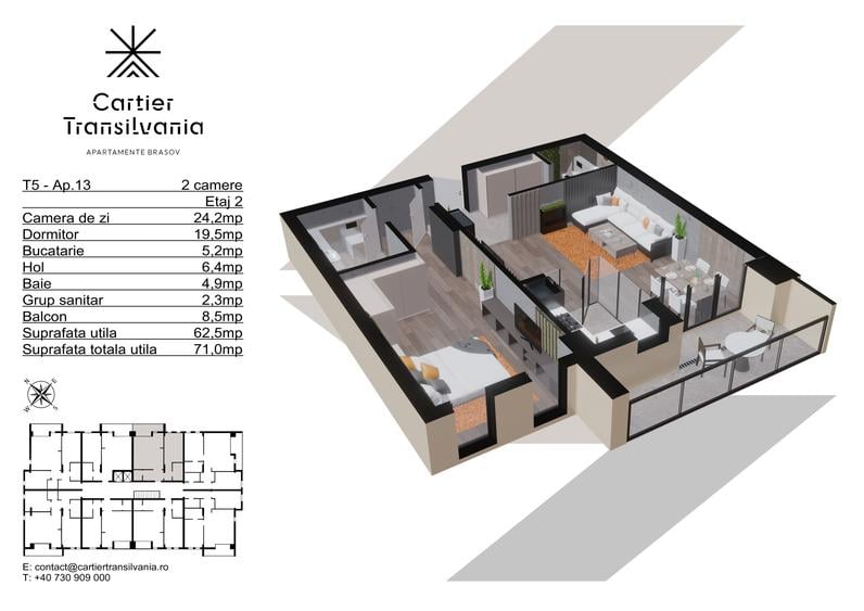 CARTIER TRANSILVANIA, APARTAMENT 2 CAMERE INCALZIRE PARDOSEALA,FATADA VENTILATA