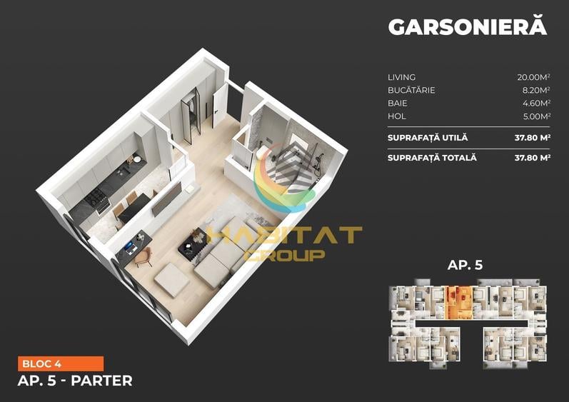 Garsoniera parter / 38 mp / Metrou Berceni