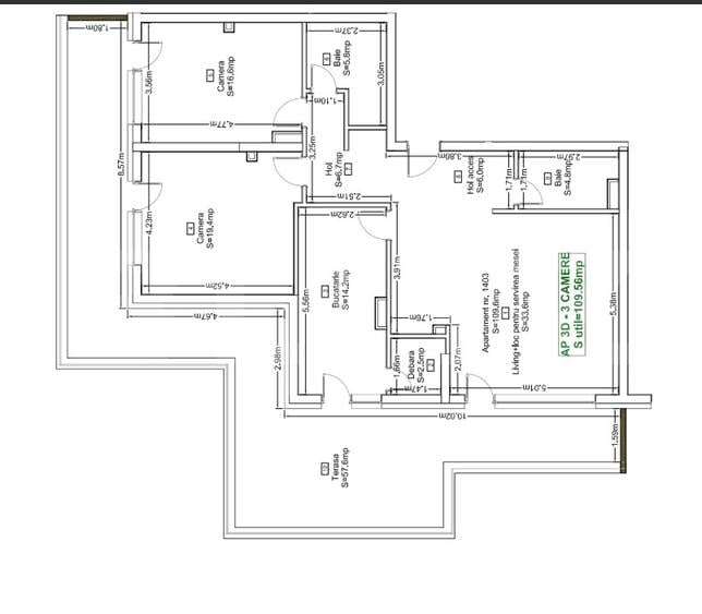 Penthouse cu 3 camere, terasă panoramică de 56 mp și priveliște superbă ,Zorilor