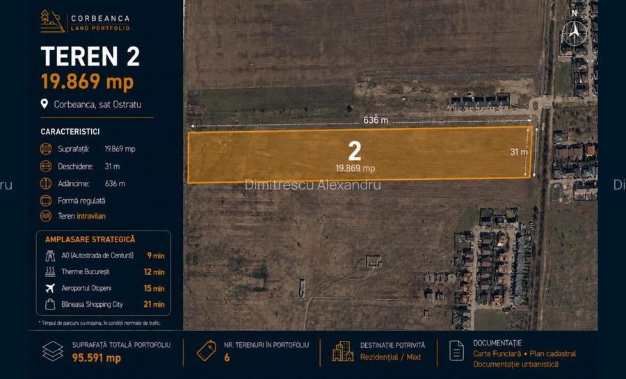 Portofoliu 6 terenuri intravilane în Corbeanca – 8.750–26.596 mp, de la 33 euro/ - 5