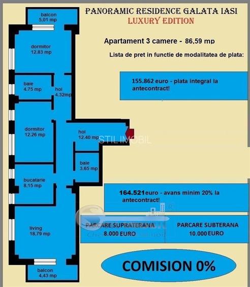 Apartament 3 camere de vanzare in Iasi, Galata, 86,59 mp, bloc nou - 2