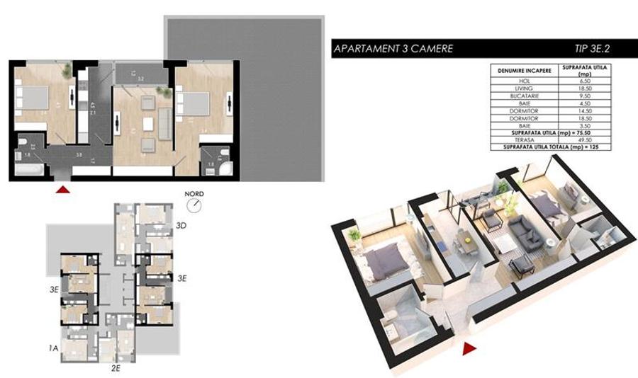 COMISION 0% Ap 3 Camere PENTHOUSE Incalzire in Pardoseala Sos. Salaj