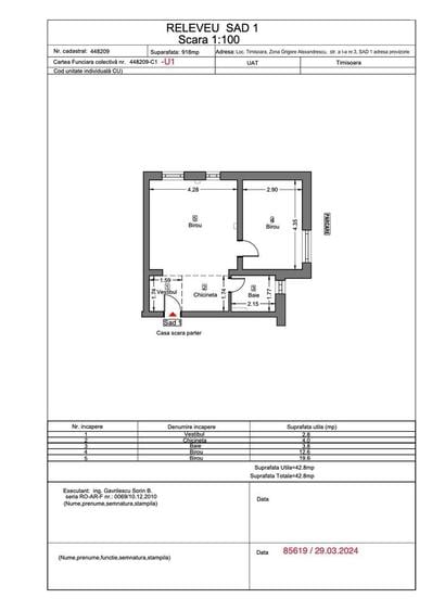 Spatiu comercial modern, parter, 42,8 mp, zona Mehala