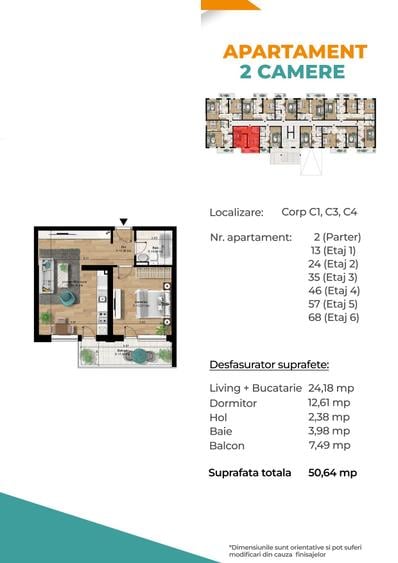 Metrou Berceni 350m - 2 camere tip studio 48.5mp
