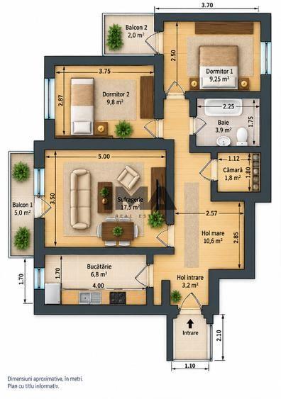Apartament 3 camere | Mănăștur - Parâng | 67 mp | 2 balcoane | etaj 1