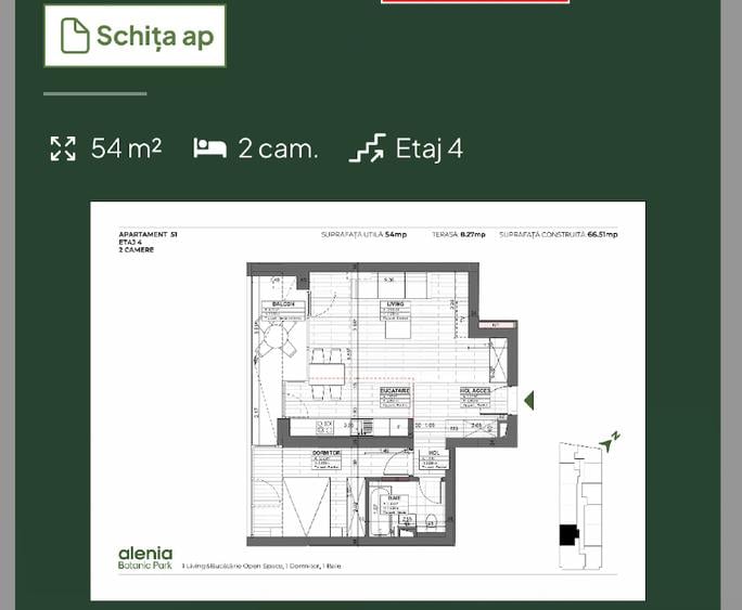 BLOC NOU Alenia Botanic, langa I. Mall - Ap 2 cam + boxa, mobilat lux, utilat