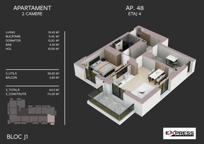 Apartament de vanzare - 2 camere, spatios si decomandat, Metalurgiei