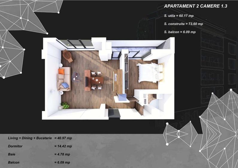 Tomis Plus  2 camere  66 mp  et. 3  lift  încălzire pardoseală  la cheie