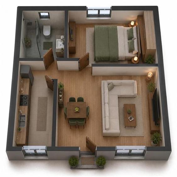 Apartament 2 camere, 60mp, Bucium - Visan
