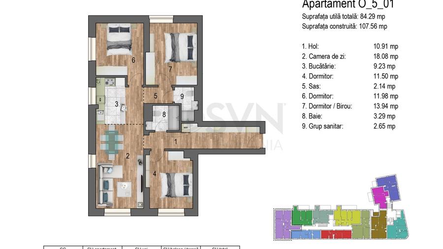 REA1027013 Apartement cu 4 camere I 107 mp l Timpuri Noi