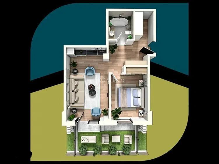 Ap cu 2 camere, parter + curte proprie, Tip 4, ESQ Village3 Galata