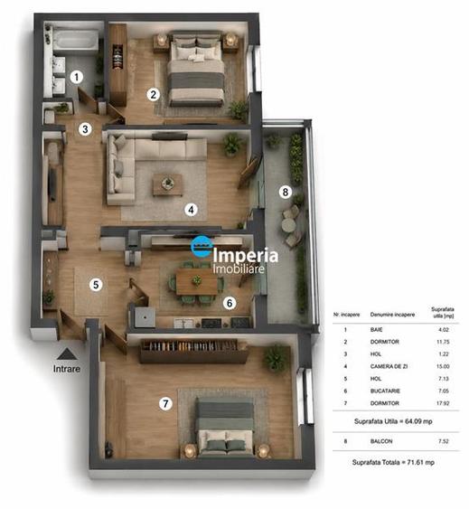 Apartament 3 camere renovat complet, etaj 1, zona BRD Rond Vechi