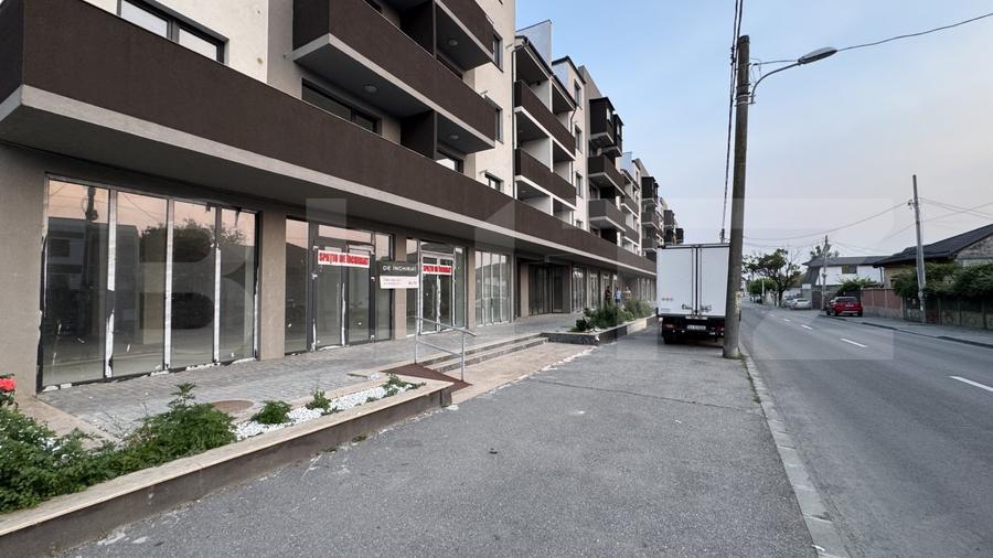 Spațiu comercial parter bloc nou, 136 mp open space, vitrină, terasă, Brestei