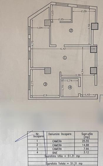 Apartament 3 camere-Bloc nou-etaj intermediar