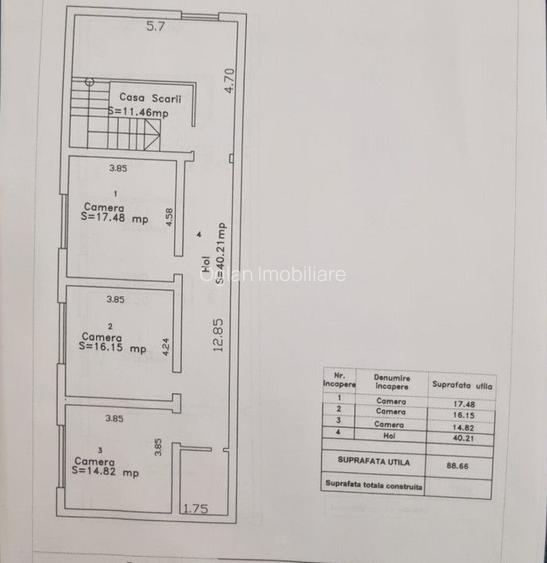Apartament 3 camere, 88 mp utili, etaj 1, zona Turnisor - 5