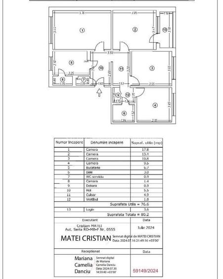 Vanzare Apartament 4 camere, Almasu Mare, Berceni. Teava Centrala in Bucatarie.