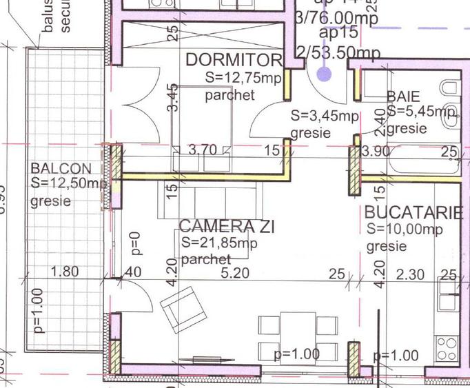 Apartament 2 camere, 54 mp, terasa 13 mp, zona Andrei Muresanu