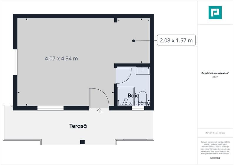 Casă cu o cameră, teren 350 mp în Subcetate