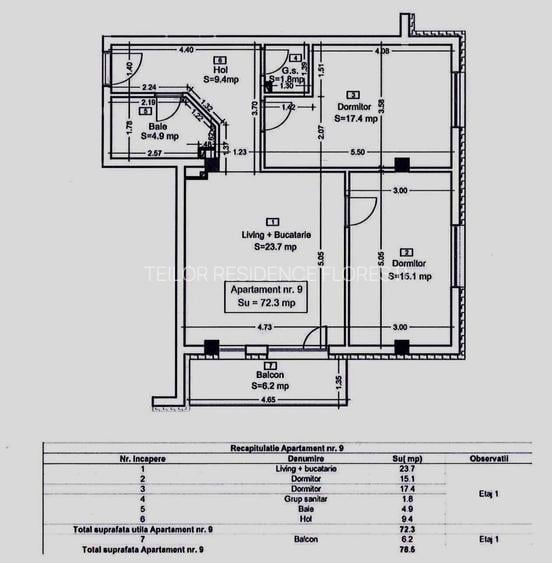 Apartament  9 C3 3 camere Tautului Residence  Parc Poligon Sub Cetate - 1