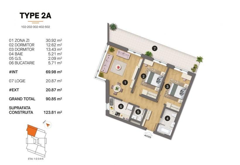Tomis Plus - Celine Elegance - Vânzare apartament cu 3 camere, etaj 1.