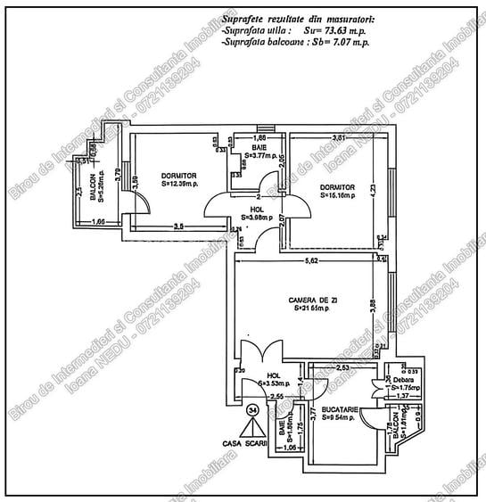 🙋Capitol🔸3 Camere 80,70m² Etaj 5 Mobilat Utilat Centrala pe Gaze - 14