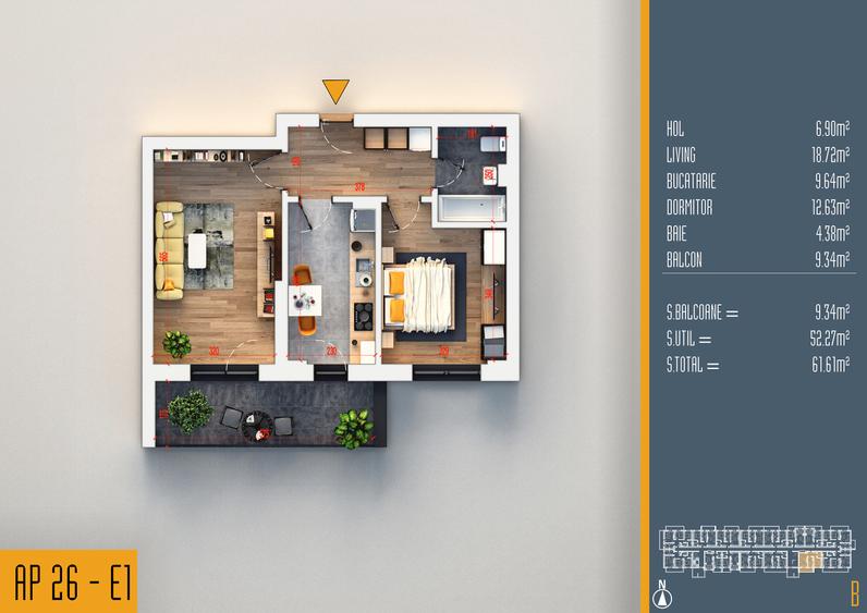 Neofort 84//Apartament 2 camere decomandat, bloc nou Pallady