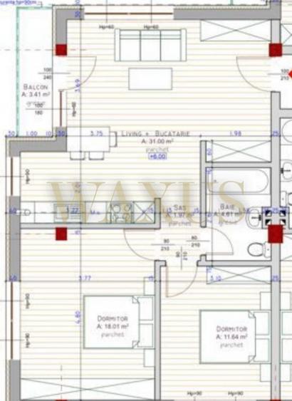 Apartament 3 camere, dressing, 67 mp, etaj intermediar, balcon, garaj, Teilor