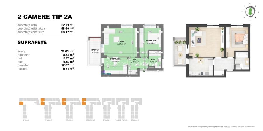 Apartament 2 Camere TIP A in Complex Doi Cocosi Residence - 2