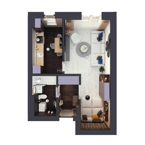 Garsoniera 1D cu gradină | HILS Titanium | Ansamblu rezidential nou - 3