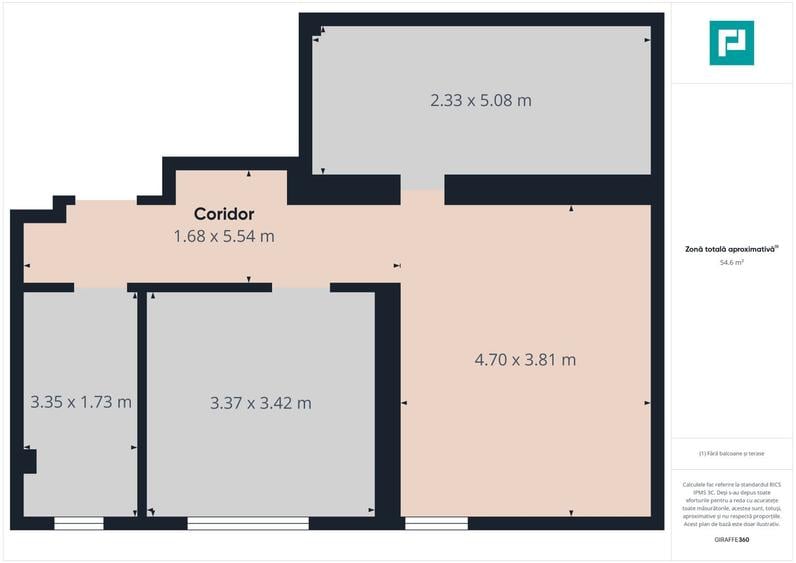 Apartament 54 mp spațios la mansardă în Freidorf