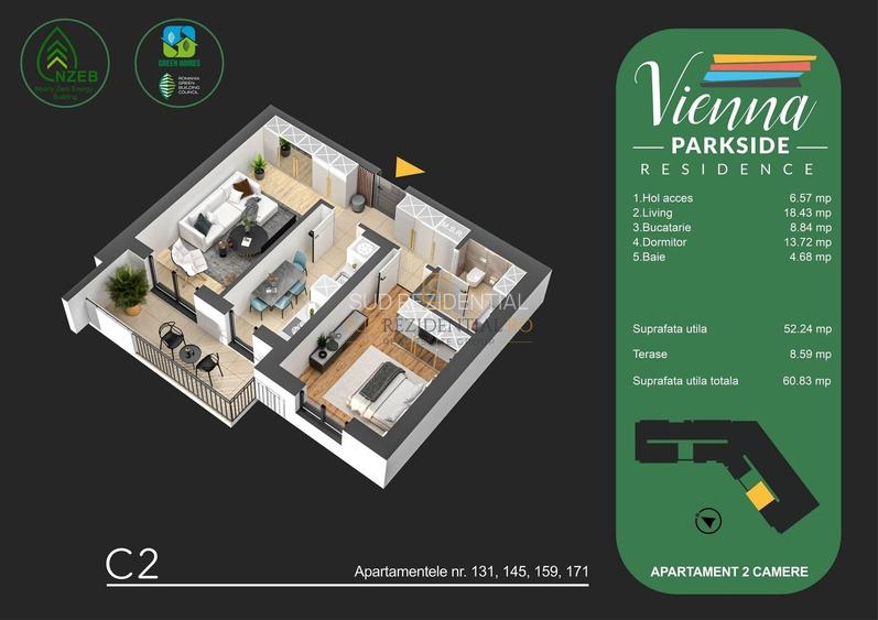 Apartament in bloc nou, stradal Metalurgiei - 2 camere, decomandat - 1