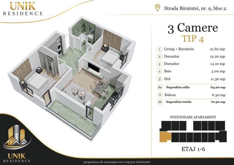 Apartament 3 camere – ideal pentru familie | Str. Biruinței | Metrou Berceni