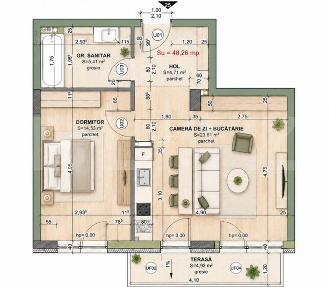 Apartament 2 camere, 48.26 mp, comision 0, zona Iris - 4