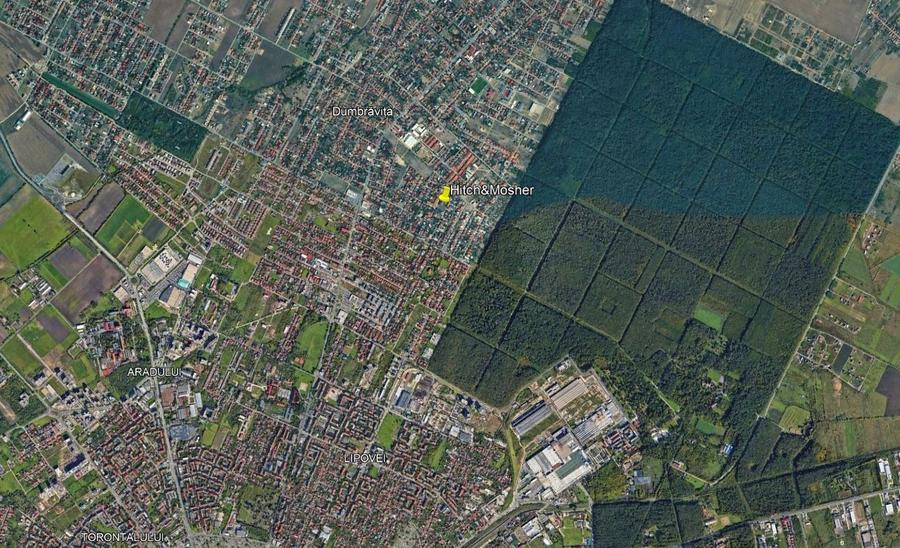 Teren intravilan 1.863 mp, Dumbrăvița – 2 fronturi stradale, lângă pădure