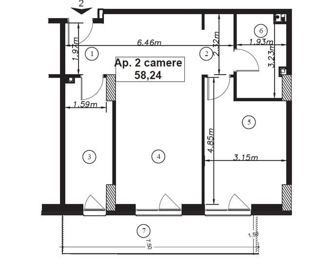 Apartament 2 Camere, 58,24 mp + Balcon 11,25 mp | Elite City, Mărăști
