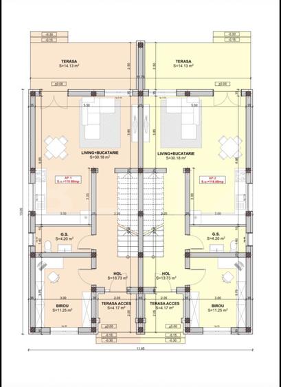 Casa tip duplex, 5 camere, 2 bai, teren 300 mp, Giroc