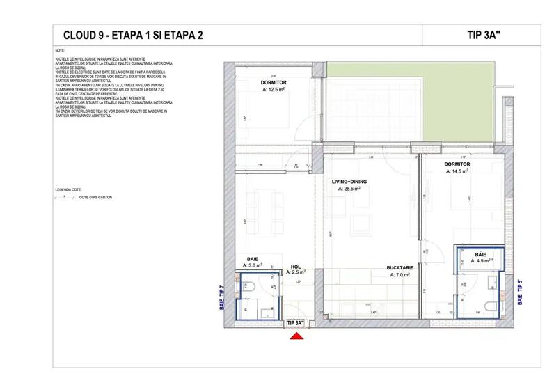 Apartament 3 camere CU GRADINA-dezvoltator