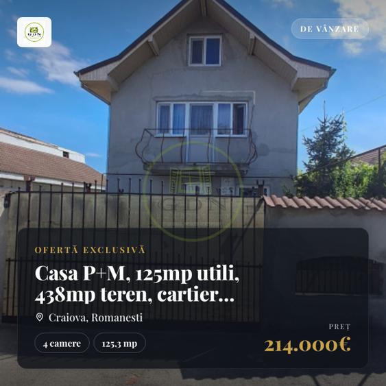 Casa P+M, 125mp utili, 438mp teren, cartier Romanesti