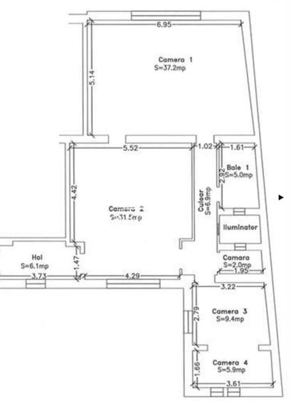 Apartament deosebit cu 3 camere - Central - potrivit pentru studenti