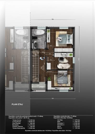 Casa 4 camere, P+1, 99mp | gaz, curent, apa si canal | Acces rapid DR9
