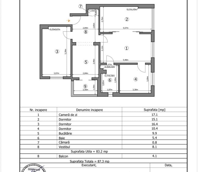 Ap 4 camere, centrală proprie, et 6,Str Ceahlau, Crângași