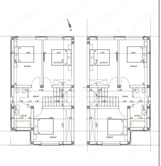 Duplex despartit prin camera tehnica | 4 camere | Toate utilitatile |