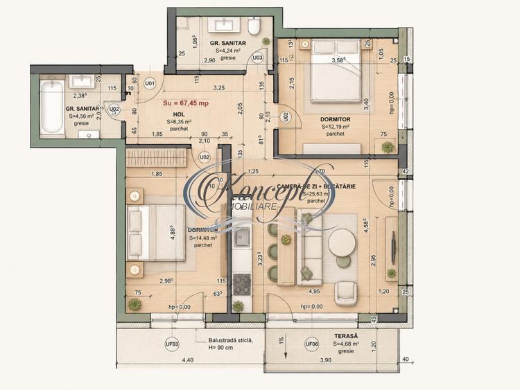Apartament cu 3 camere in Terra Gardens, Cluj-Napoca
