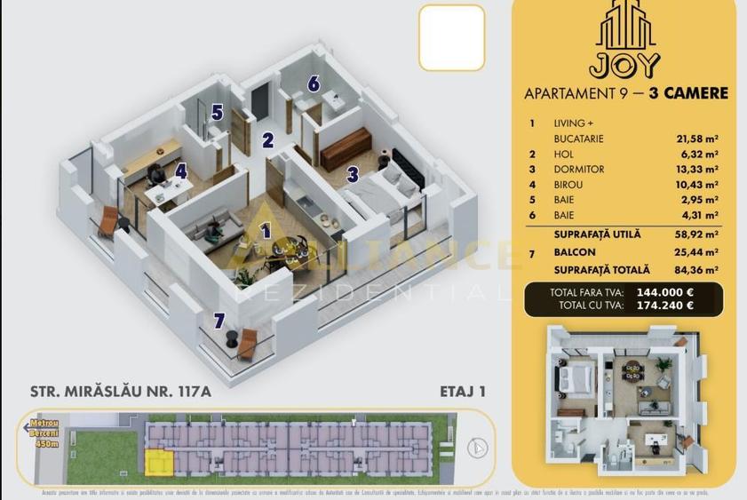 5 Min-Metrou Berceni-3 Camere-Complex Nou