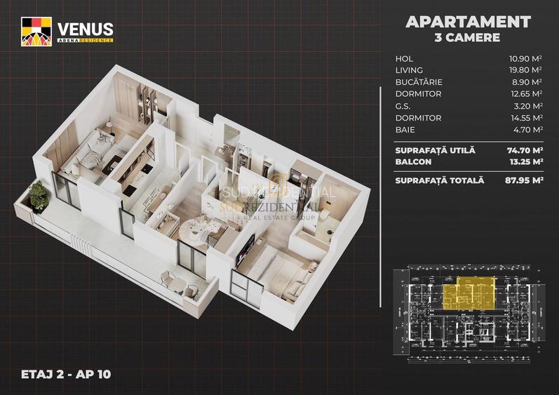 Apartament cu 3 camere si balcon generos, Aparatorii Patriei, Berceni - 1