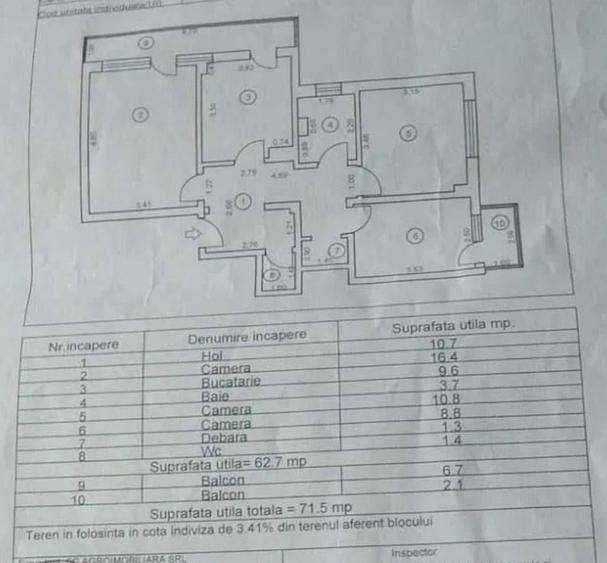 Apartament 3 camere, comfort 1 decomandat, zona Scolilor. Etaj 3.