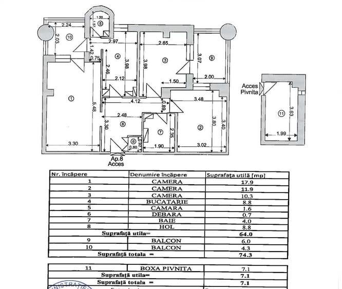 Apartament 3 camere Centrul Civic,pretabil locuință sau spațiu birouri