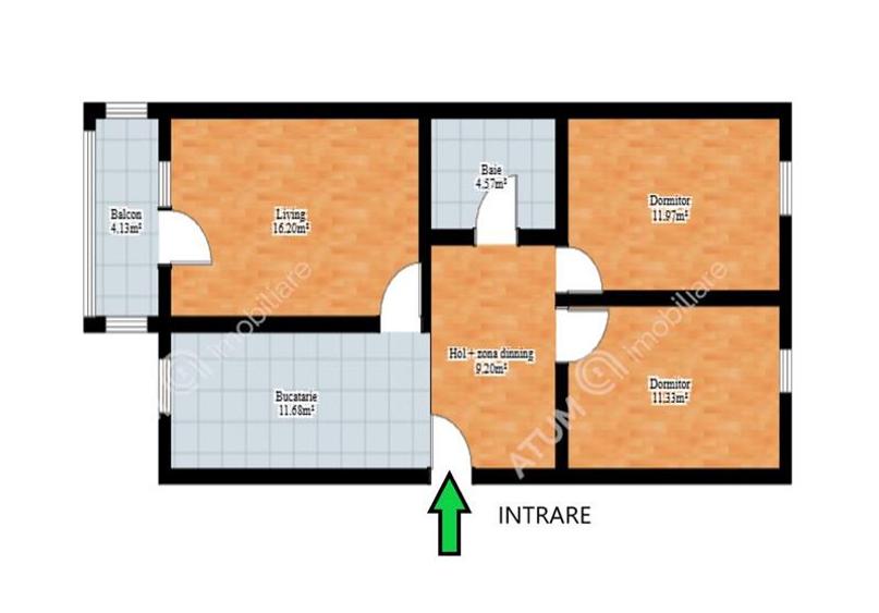 Apartament 3 camere decomandate balcon zona centrala a orasului Sibiu