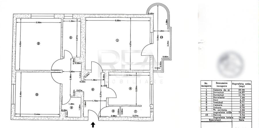 3 camere Unirii decomandat, inst. schimb., et. 4, an 1989, 78 mp