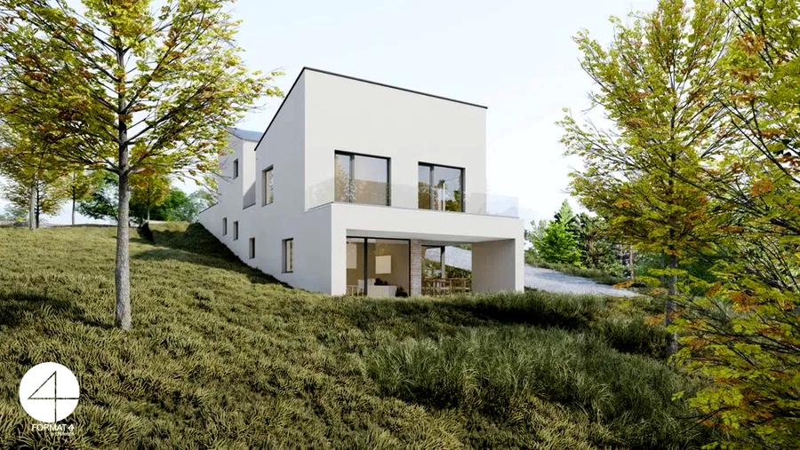 Casă modernă cu panoramă superbă, design contemporan, terase generoase, Chinteni